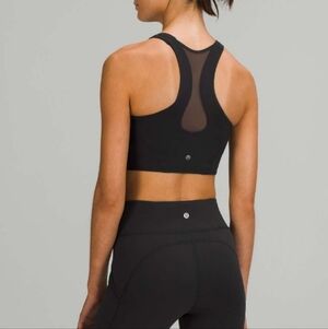 lululemon athletica Black Racerback Mesh-Detail Sports Bra